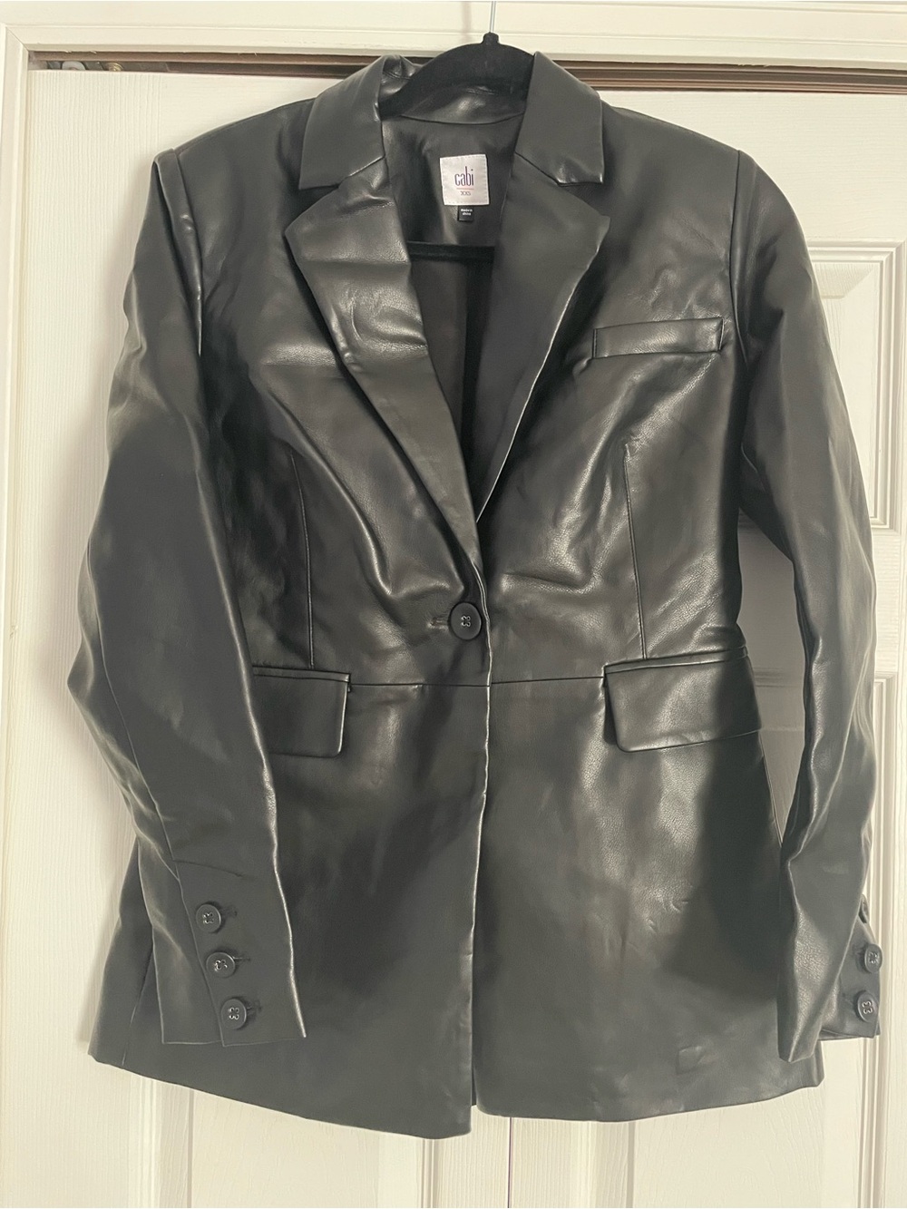 CAbi James Black Faux Leather Blazer - Picture 2 of 5